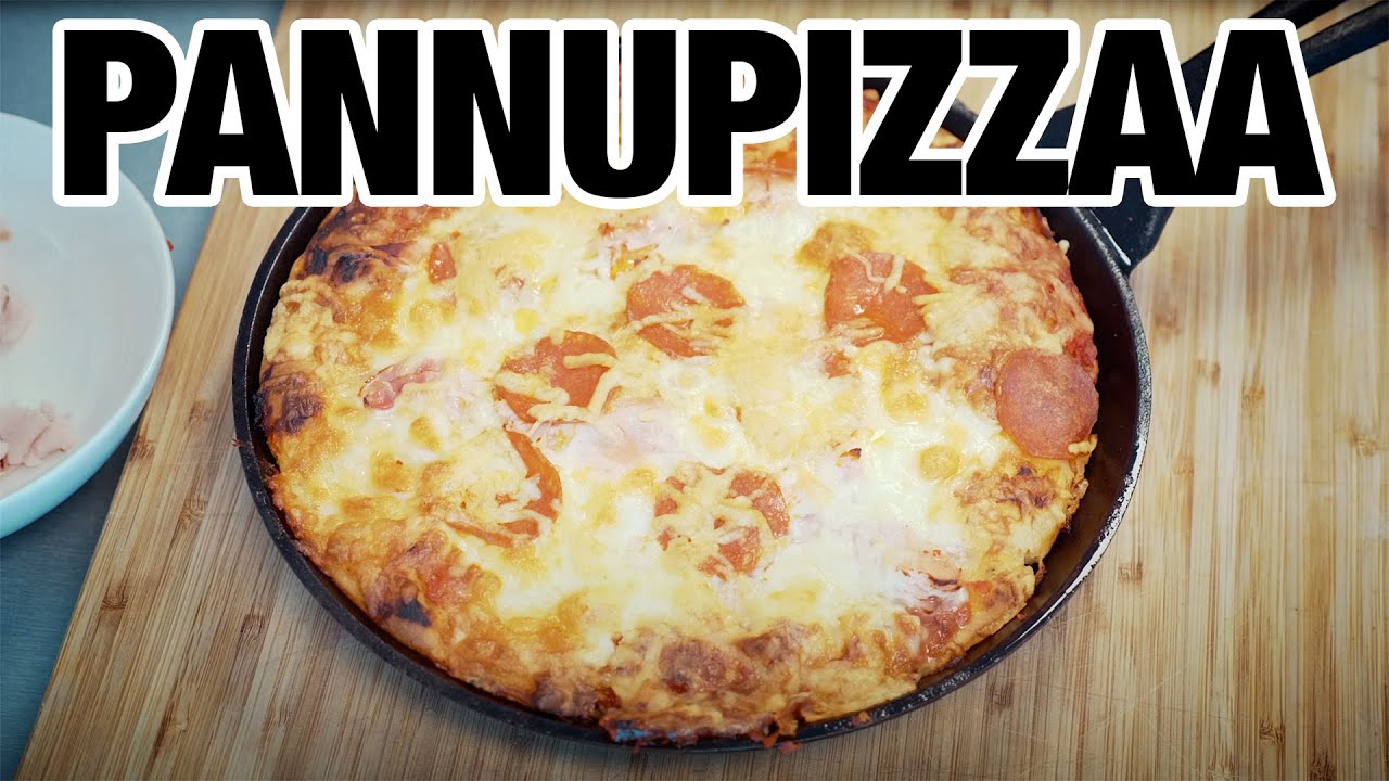 Pannupizza valurautapannulla nopeasti ja helposti. Helppo resepti! #pizza