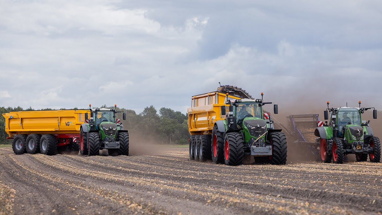 Uien laden bij Mencke Landbouw | 2x Fendt 1050 met VGM Everest 30L | SU-Tech lader | stoffige oogst!