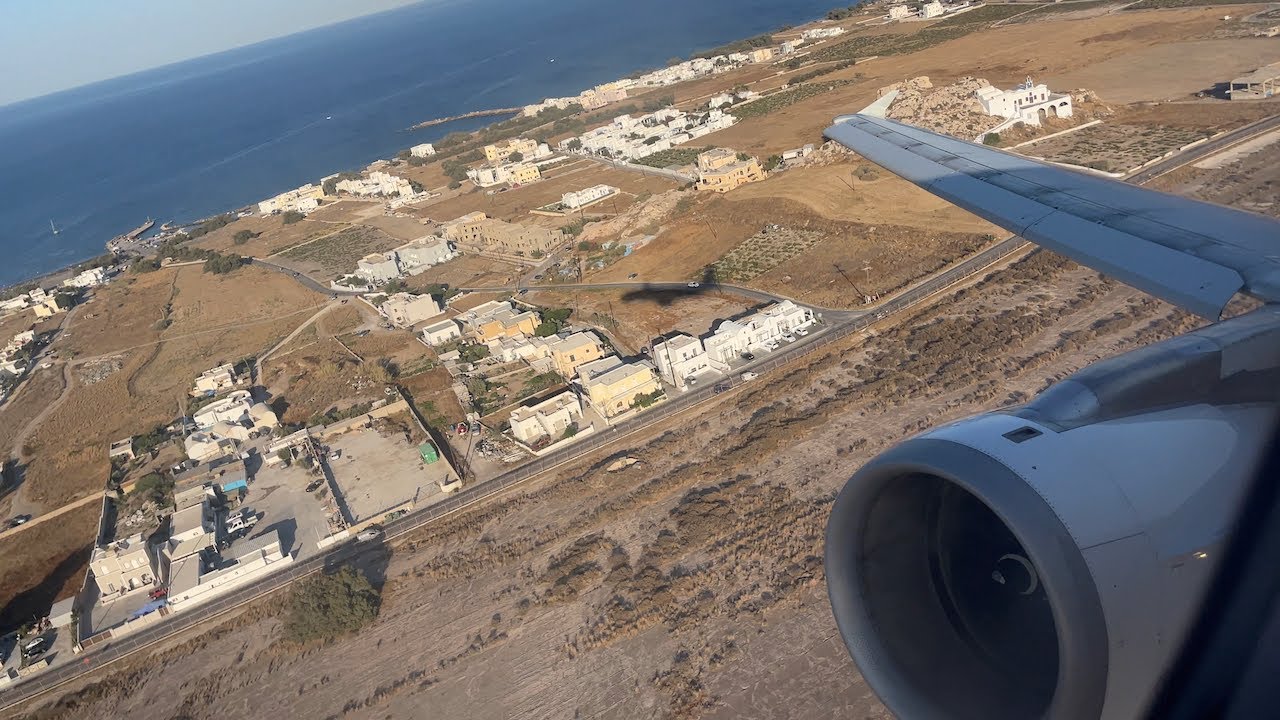 Невероятный звук IAE • Aegean Airlines • Airbus A320-232 • SX-DVJ • Красивый взлет из Санторини