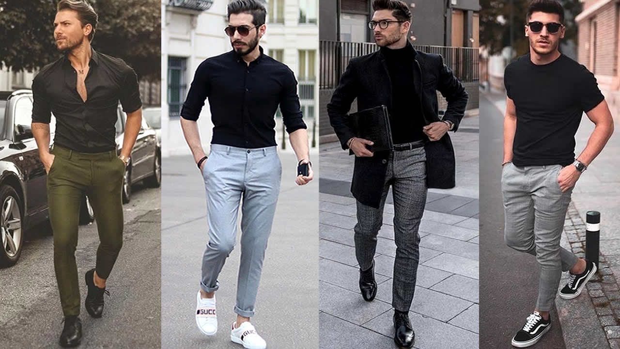 CAMISA NEGRA Y PANTALÓN CLÁSICO ELEGANTE