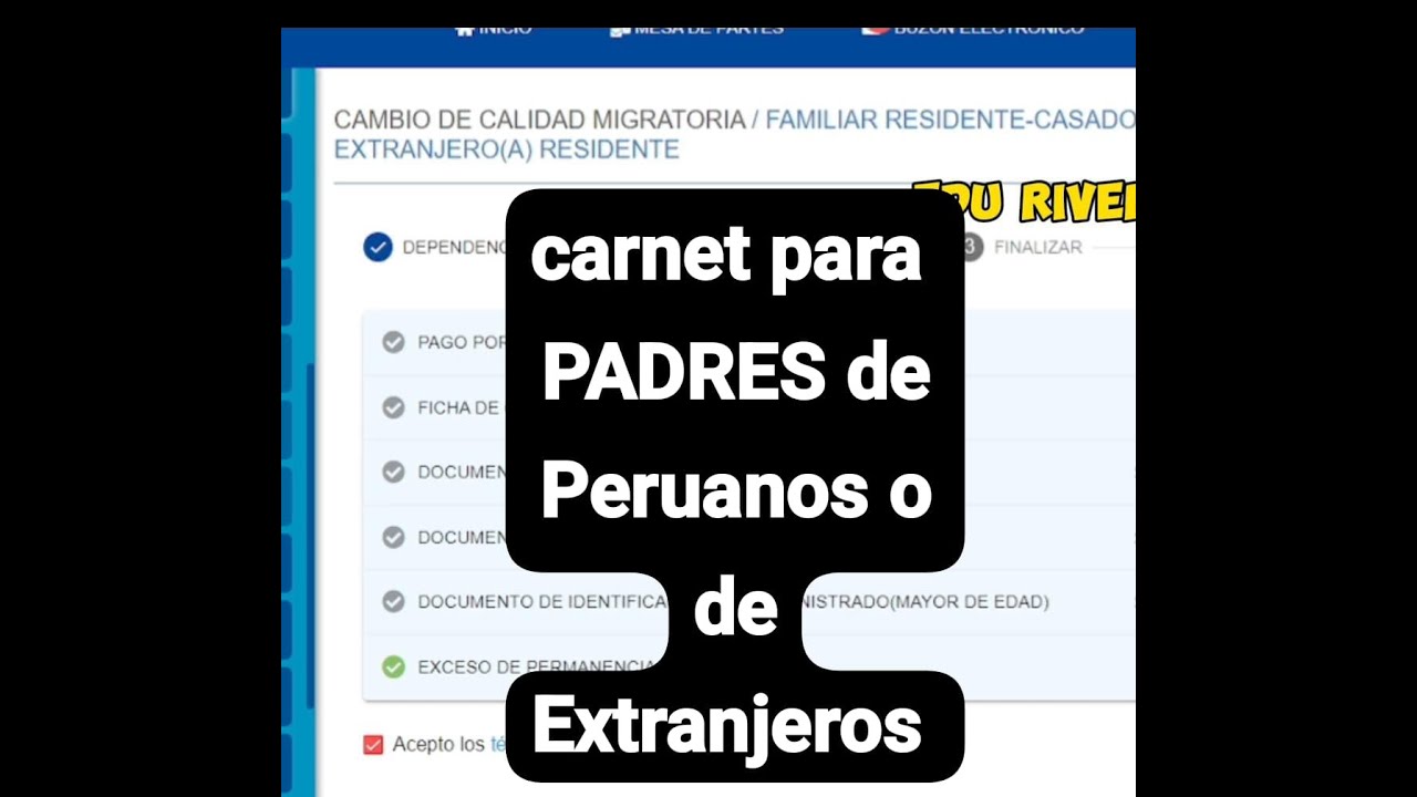 CCM FAMILIAR RESIDENTE padres de peruano o de extranjeros residentes / carnet de extranjeria