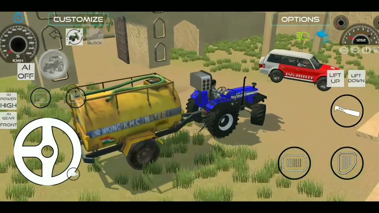 Chavl ke khet me tankar se sichaai krne jana he india trector 3dgam.