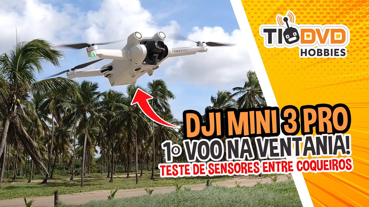 PRIMEIRO VOO! DJI MINI 3 PRO NO VENTO FORTE TESTANDO SENSORES DE OBSTÁCULOS ENTRE COQUEIROS NA PRAIA