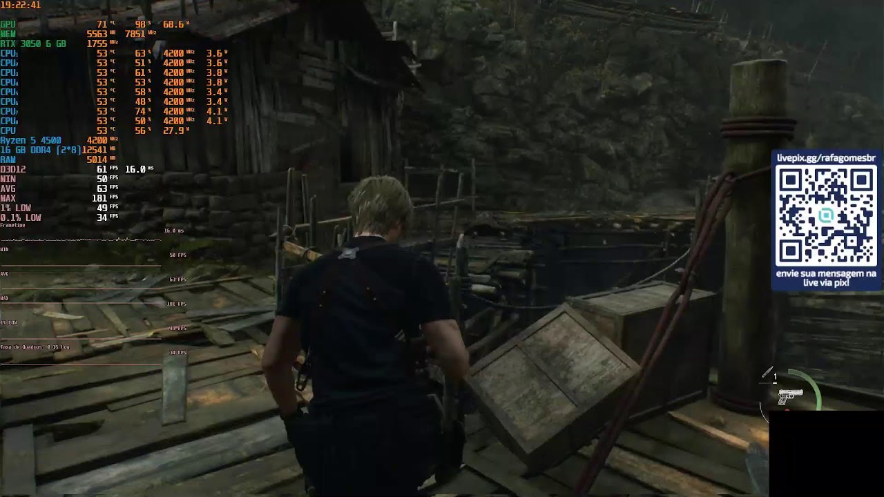 Resident Evil 4 Remake - 1080p (FSR1 UQ.) - High/RT N. - RTX 3050 6 GB OC + R5 4500 (16 GB) - HDD