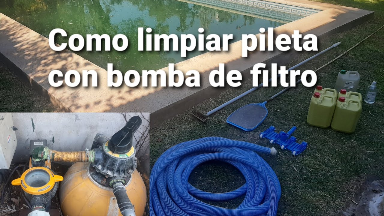 Tratamos de limpiar agua verde alberca pileta con bomba de filtro cepillo y cloro clean pool bleach