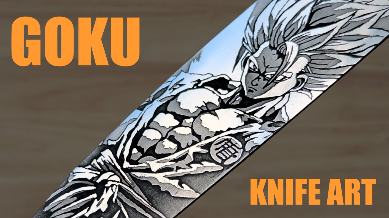 Drawing GOKU on a knife with just a SIMPLE battery - Metal Etching