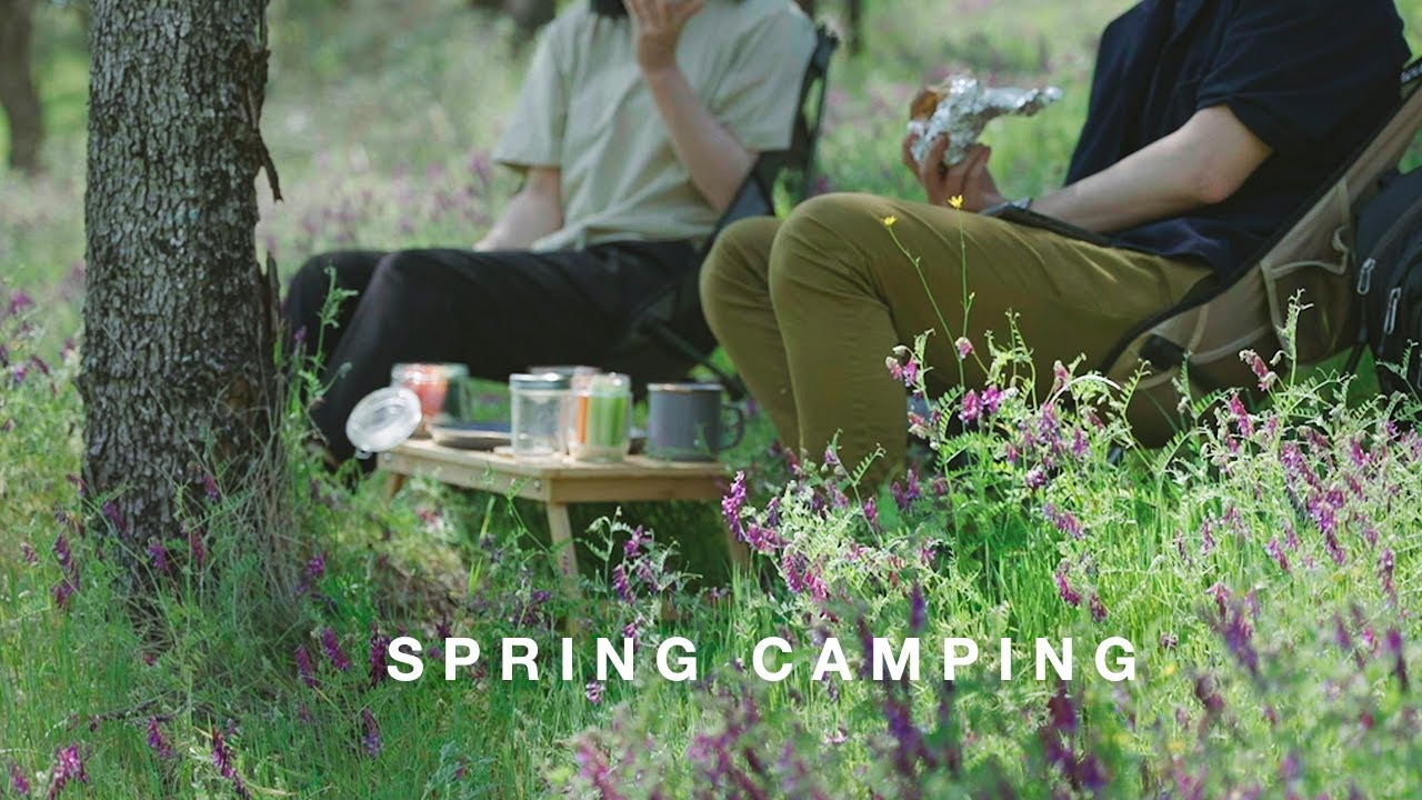 Camping Vlog｜Spring Wildflowers Hill Picnic｜Oysters in the Forest｜Camping Kitchen