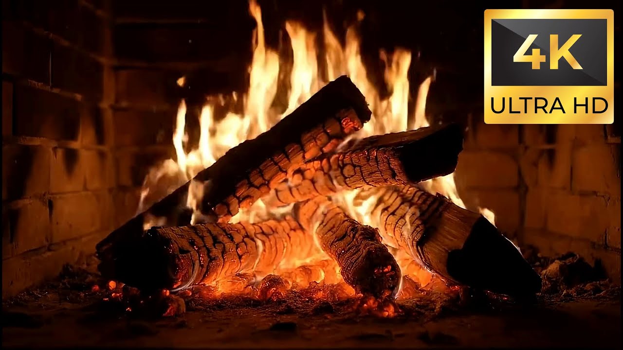 Ultra Realistic Fireplace 4K &ndash; Rustic Brick Hearth with Flames & Sparks
