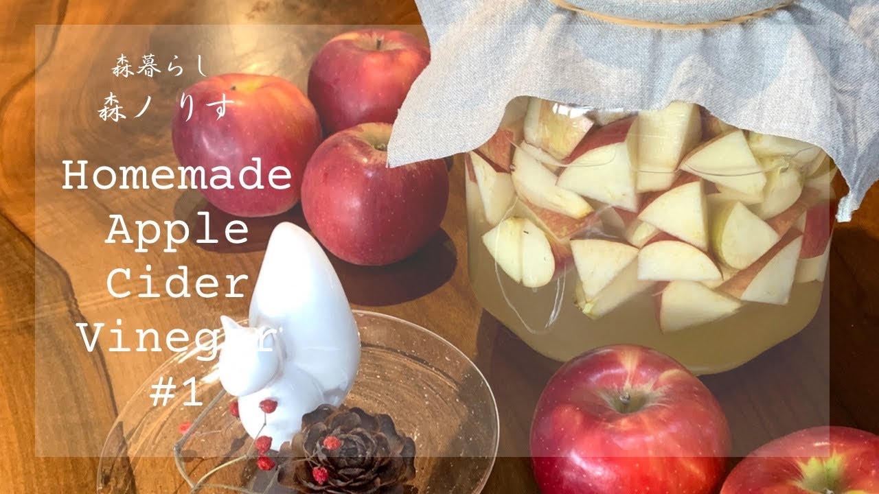 【森🐿暮らしのvlog】紅葉の森の穏やかな秋の日🍎材料は3つ🍎初めてのりんご酢(アップルサイダービネガー)作り／発酵食品／slow living／silent vlog ／＃１４