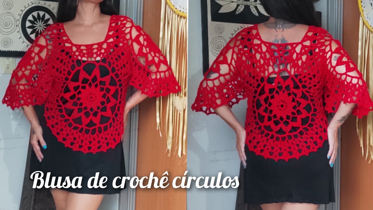 BLUSA DE CROCHÊ CÍRCULOS #marcialobocroche #crochetearrings