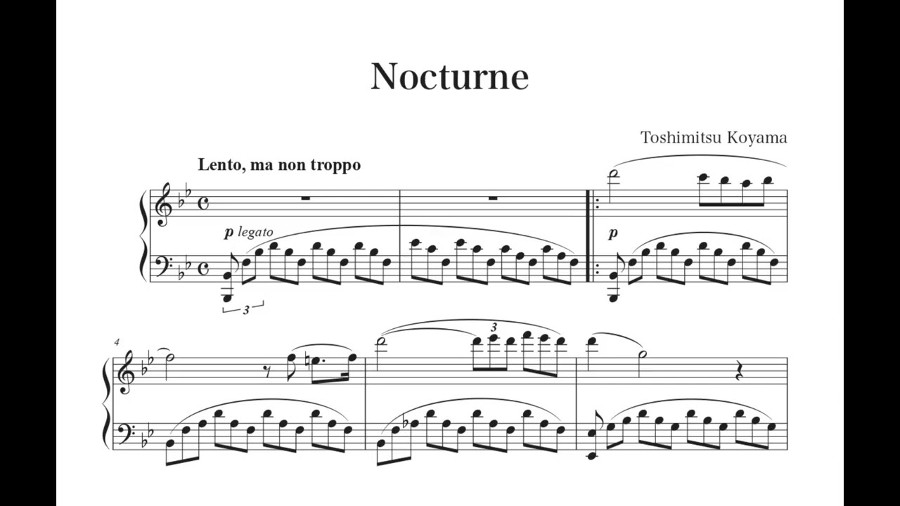 【Full ver.】Toshimitsu Koyama - Nocturne in B flat major（Pf.Asaka Miyoshi）ノクターン 変ロ長調　作曲：湖山聡充（Pf.三好朝香）