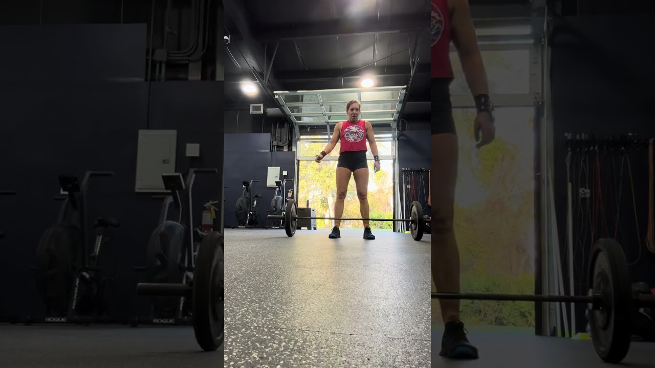 EMOM power clean + front squat + split jerk 65% 1RM 91#