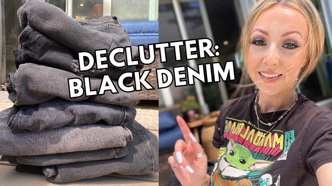 DECLUTTERING MY CLOSET | GETTING RID OF MY BLACK DENIM JEANS | TRY ON & DONATE