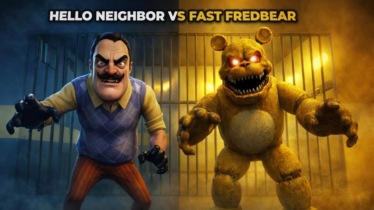 HELLO NEIGHBOUR vs FAST FREDBEAR PRISON RUN! (OBBY) FULL GAMEPLAY AND WALKTHROUGH 