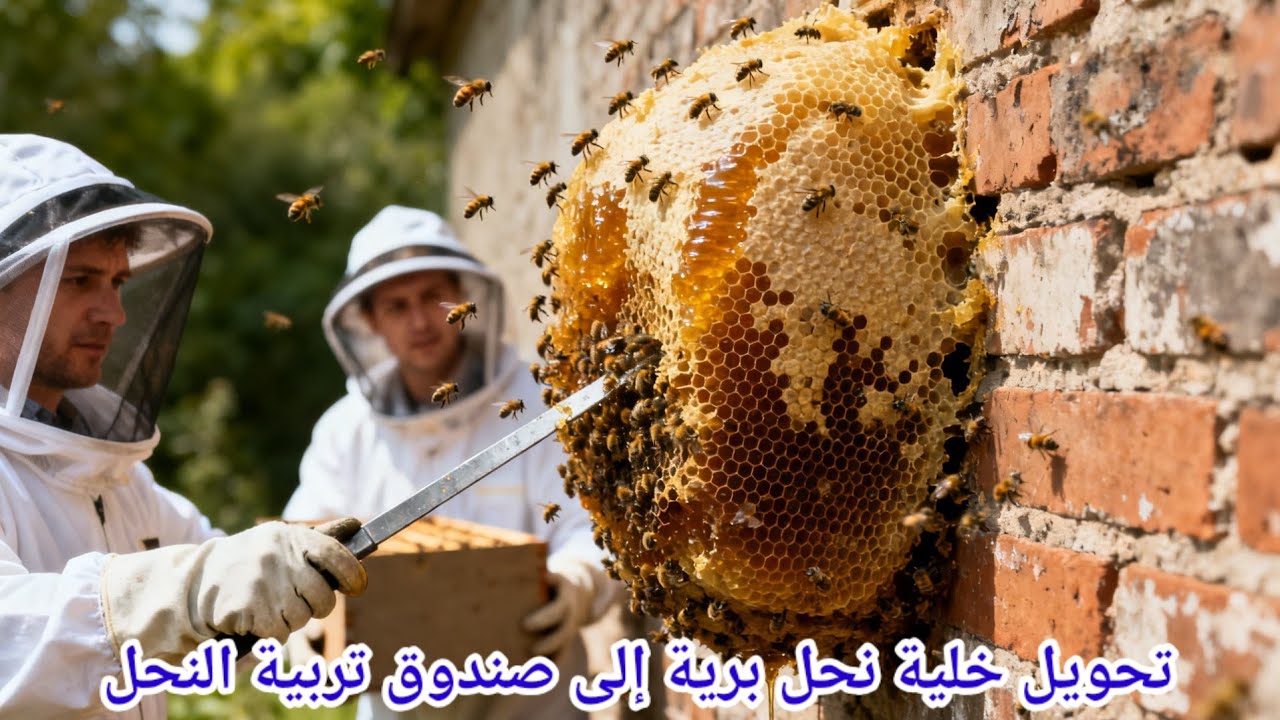  إستخراج خلية نحل برية من جدار منزل و إدخالها في صندوق تربية النحل | الجزء 1