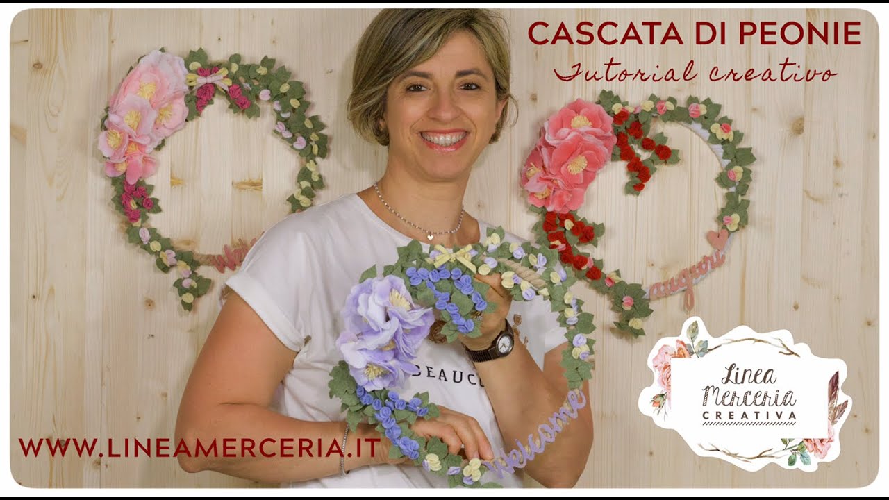 Cascata di peonie ghirlanda tutorial creativo Linea Merceria Creativa fustella Creattiva by Marta
