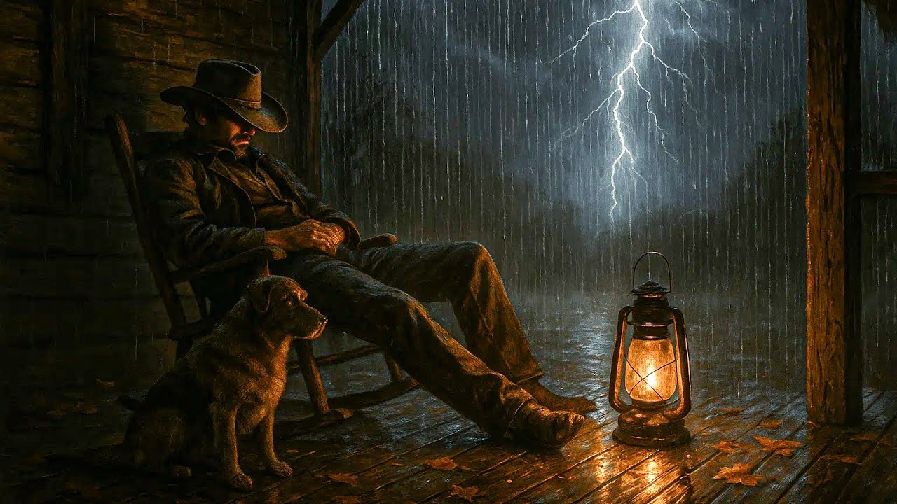 Arthur’s Rainy Porch Rest with His Loyal Dog – Thunderstorm Ambience | RDR2 ASMR