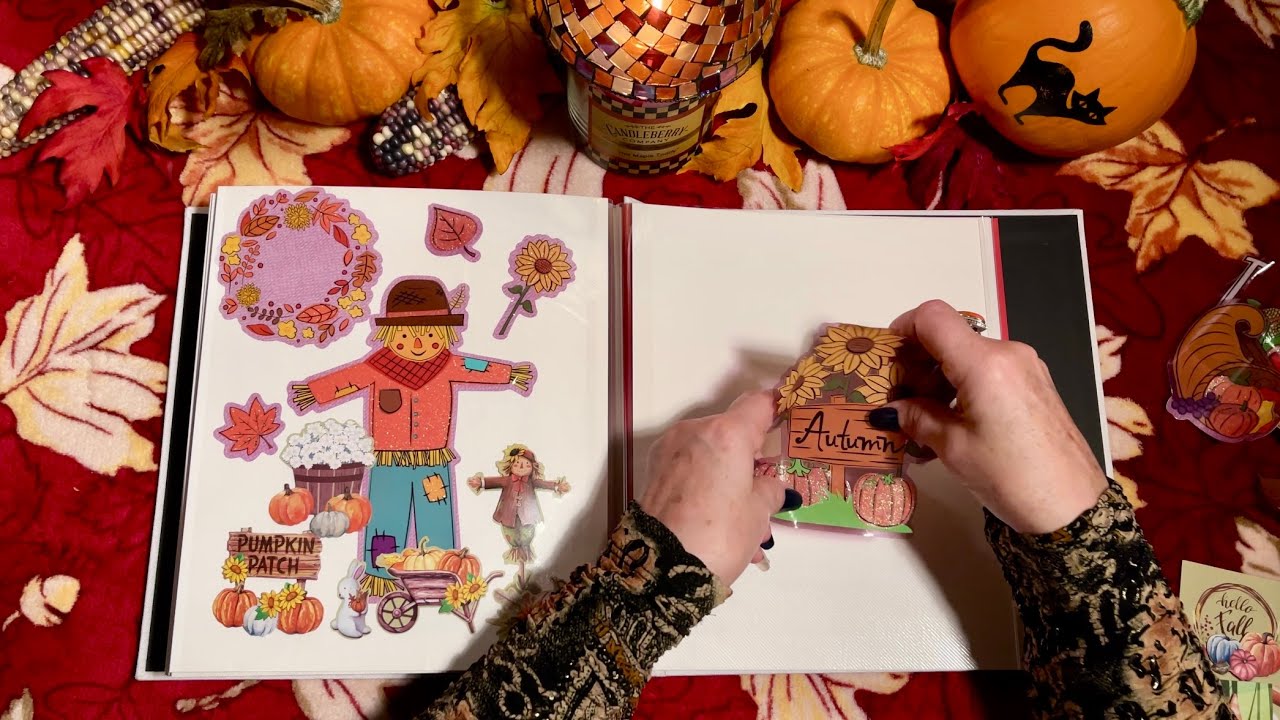 Sticker Album~fall & halloween ASMR (No talking) Super crinkles with super stickers!