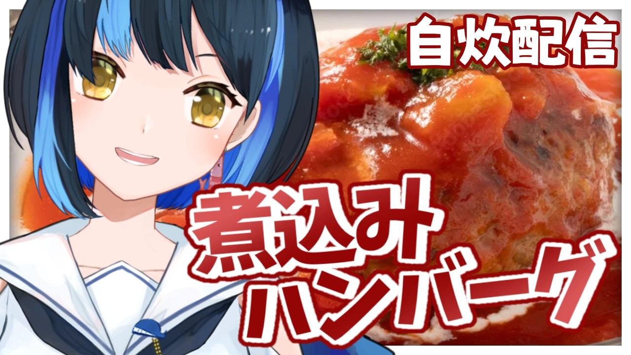 【 カメラ枠┋自炊 】煮込みハンバーグ作って食べる！【 海岬ほえる / #vtuber 】