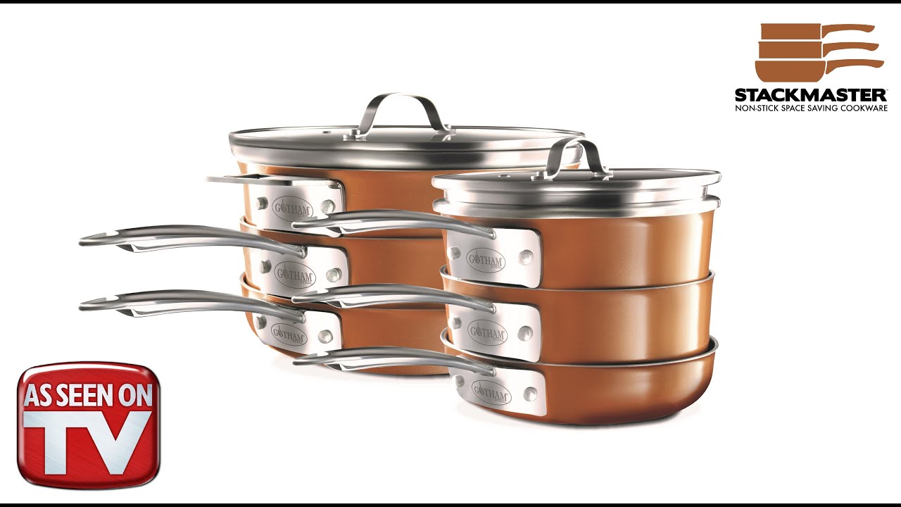 Gotham Steel Stackmaster Space Saving Nonstick Stackable Cookware Commercial