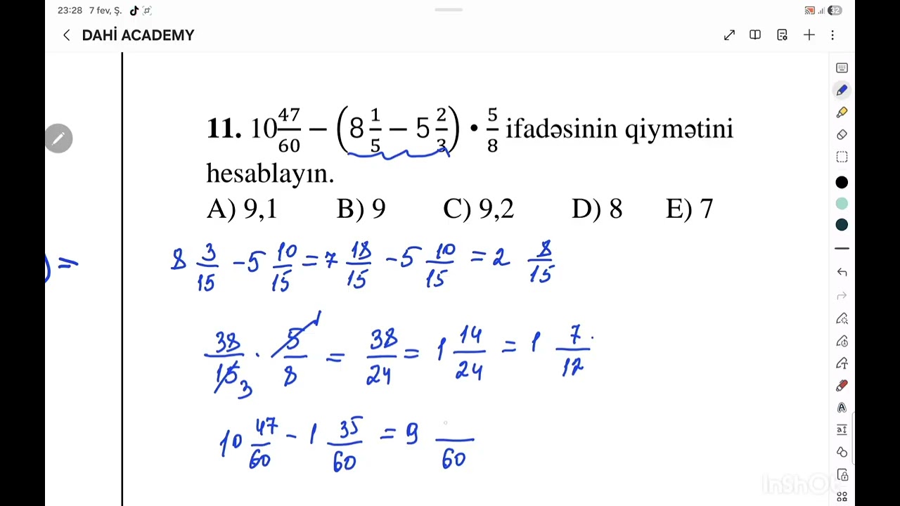 08.02.2026 Riyaziyyat 10 cu sinif