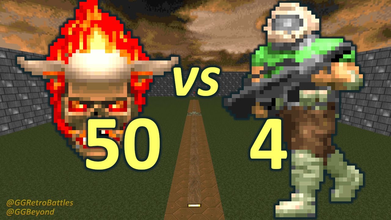 50 Lost Souls vs 4 Doomguys - Doom Co-op Simulation - Doom Retro Battles