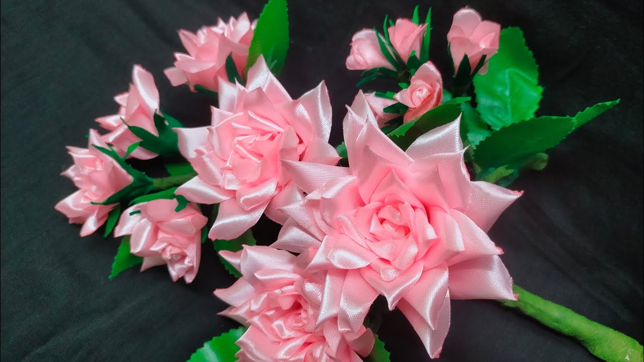 How tomake satin Ribbon rose flower handmade decoration flower making Tutorial