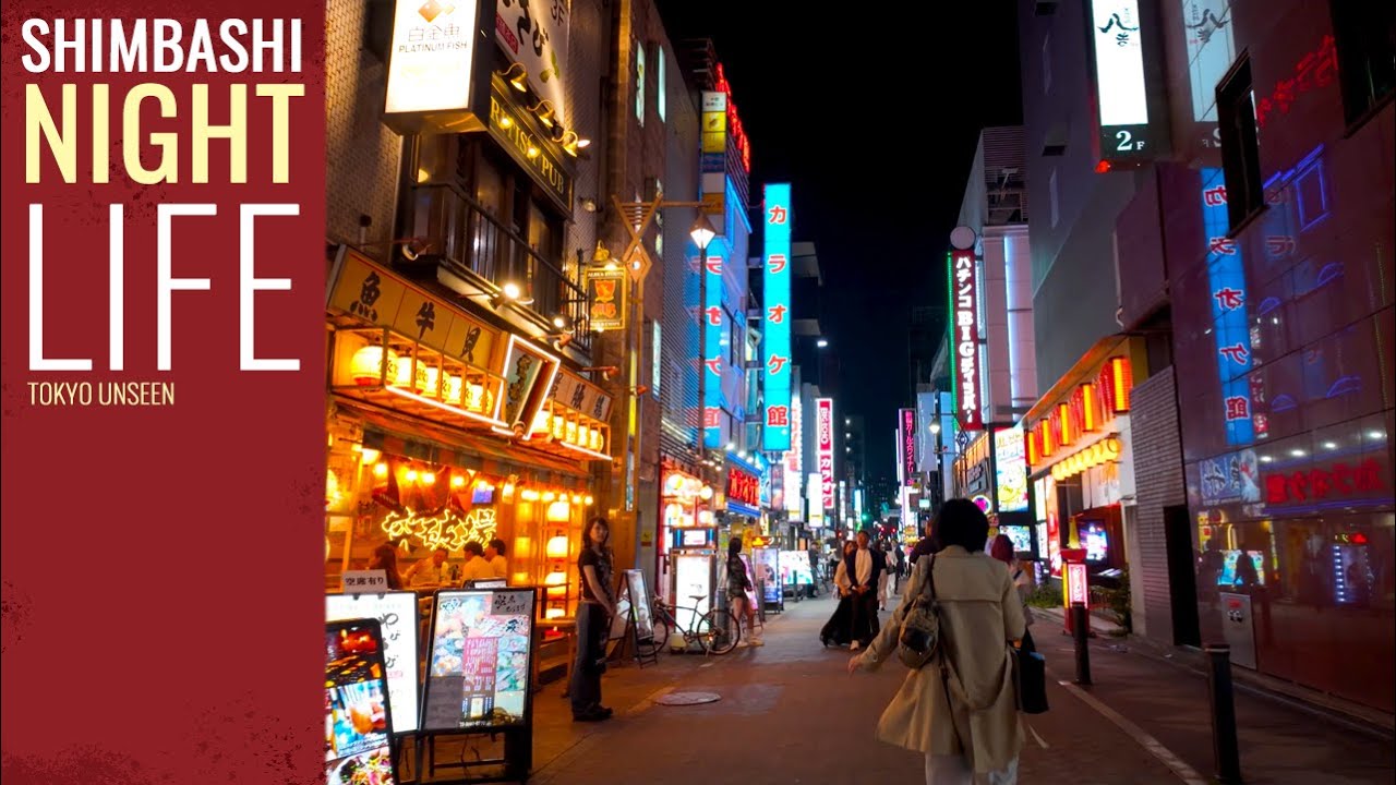 Nightlife in Shimbashi - Tokyo Unseen Night Walks - 4K with 3D audio