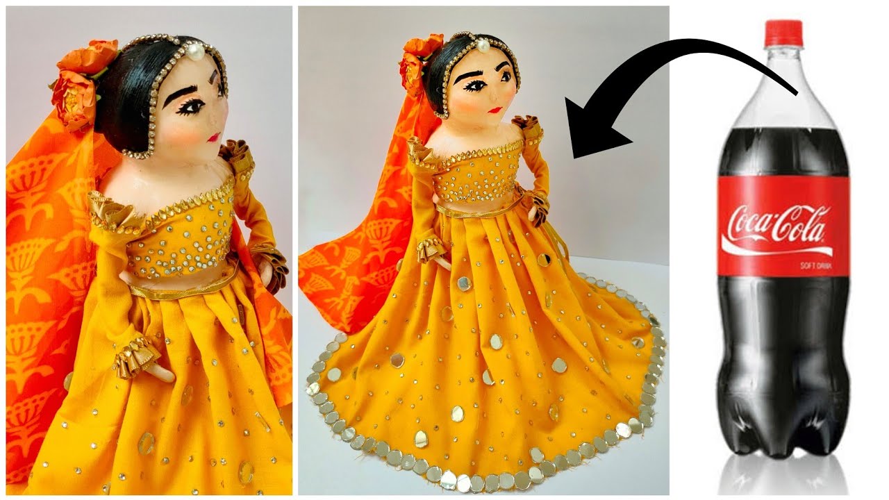 Plastic Bottle Indian Doll || Ethnic Doll wearing Lehenga from Bottle & Newspaper | Waste Craft