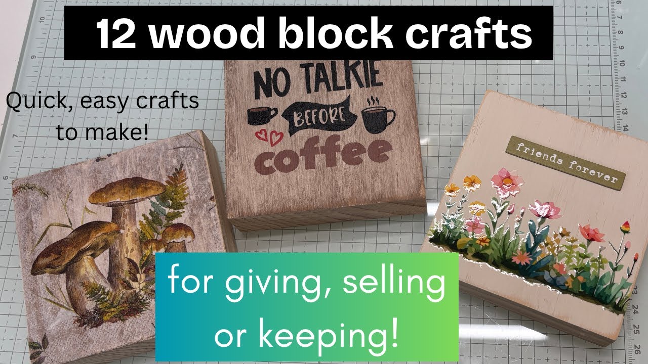 Crafting with wood blocks from Amazon! decoupage, stickers, stencils, stamps!