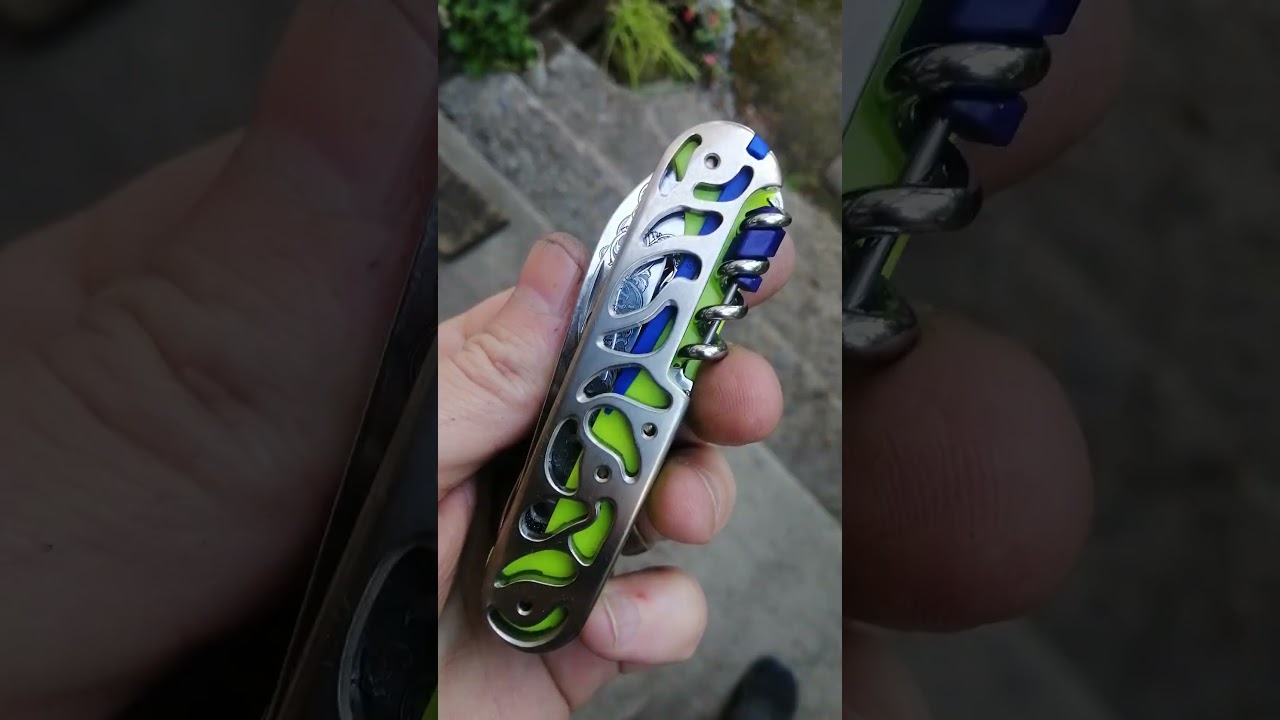 Victorinox SAK 91 mm in the style of Compact Skeleton. Titanium scales, liner g10.