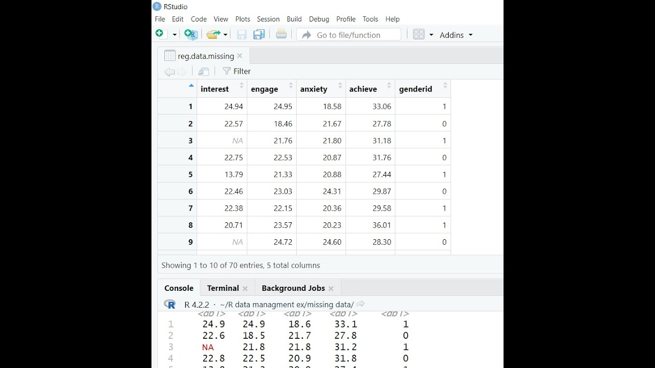 Importing Excel or Text file with missing data into R Studio (see links under video description)