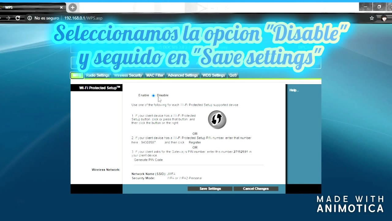 Desactivar WPS a router Cisco DPC3925