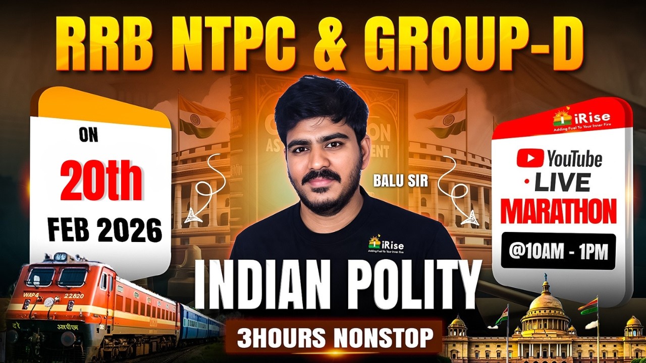 🔴LIVE@10:00AM🔴RRB NTPC & Group-D 2026 | Indian Polity 3 Hours Nonstop Marathon | Balu Sir