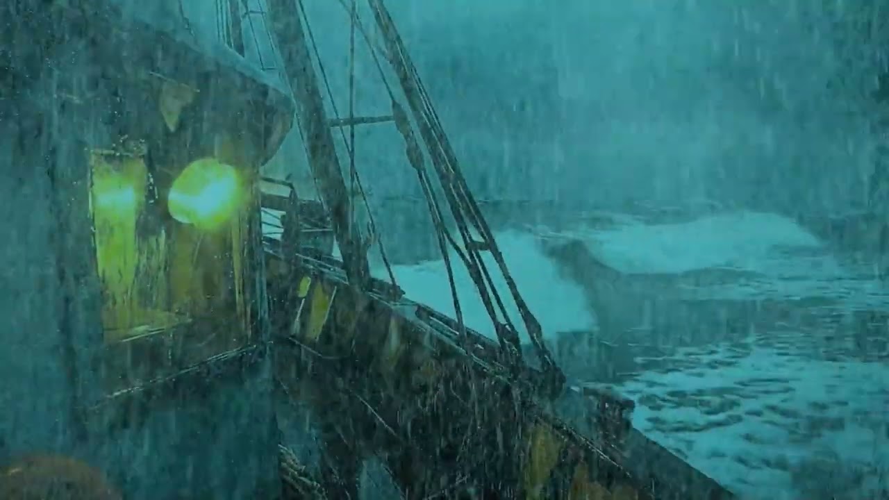 Relaxing Boat Ride with Ocean Waves & Heavy Rain | Deep Sleep & Healing ASMR