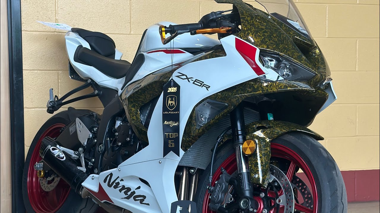 Installing a full M4 titanium exhaust system on a 2025 Kawasaki Ninja ZX6R 636 tutorial #fyp