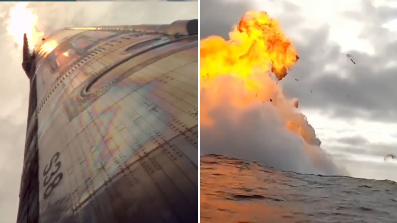 Ух ты! Посмотрите на возвращение в атмосферу, приводнение и взрыв космического корабля SpaceX Sta...