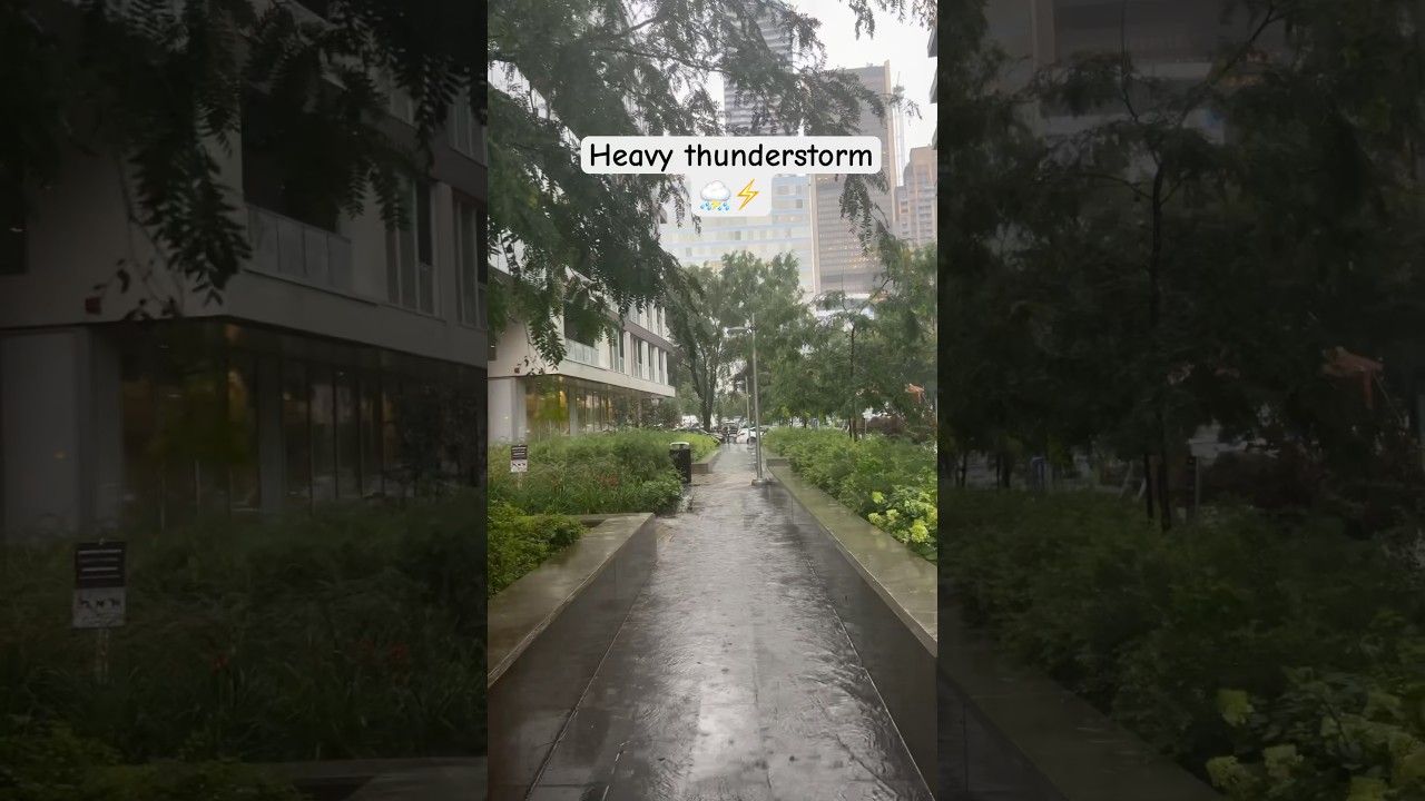 Heavy rain and thunderstorm in Montreal #کانادا #canada #montrealtourism #flood #rain