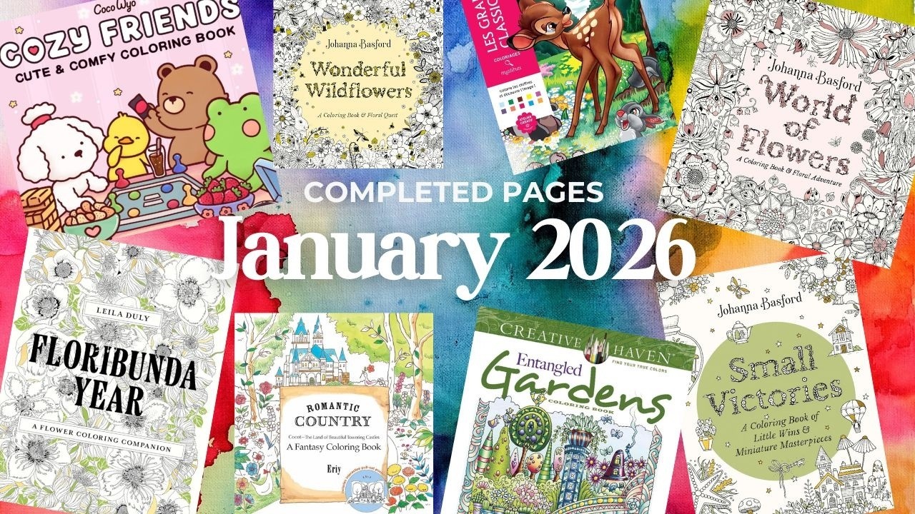 Completed Pages for January 2026 - Adult Coloring