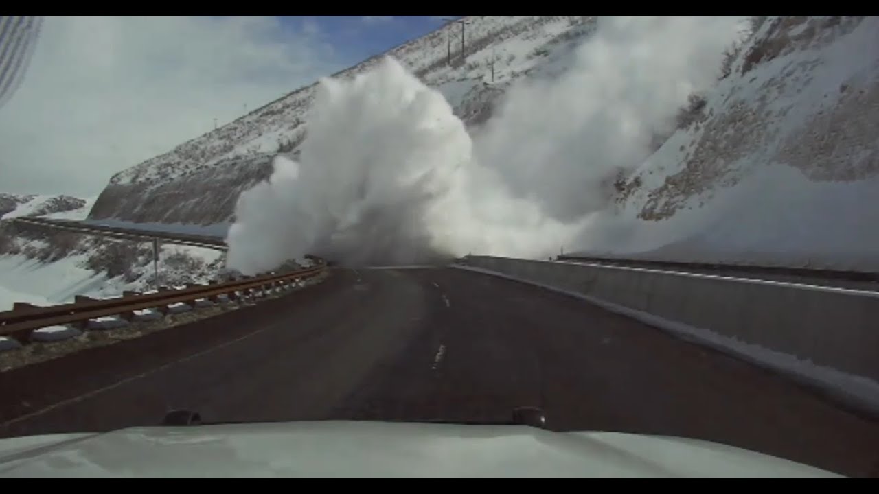 Avalanche mitigation near Deer Creek Reservoir from Utah Highway Patrol dashcam