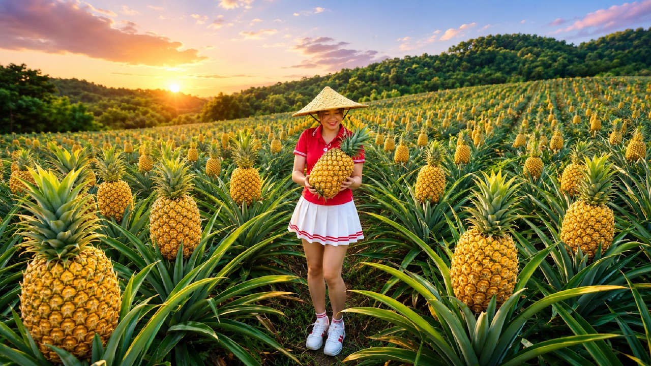 Harvesting Pineapples 🍍 Satisfying Giant Pineapple Farm Fruits Harvest | Life Style in Country
