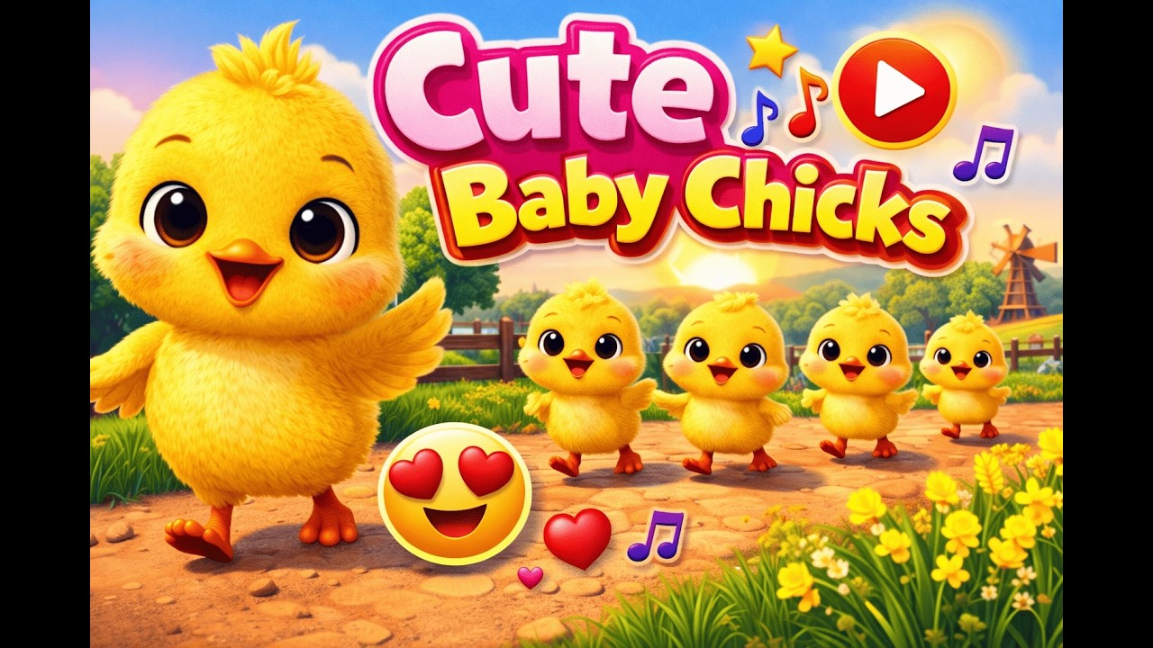 Cute Baby Chicks Walking on Farm 🐥🌾 | Viral 3D Cartoon for Kids | Baby Video #kidsvideo #viral