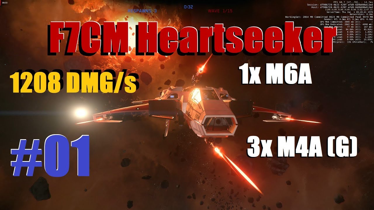 Test 01 - Hornet F7CM Heartseeker M6A + 3x M4A  / Gimbal  - Pirate Swarm - Star Citizen 3.5