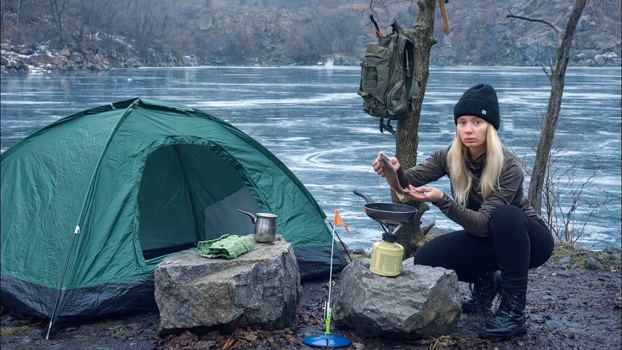 Cold Nights, Hot Food | Solo Winter Camping & Ice Fishing
