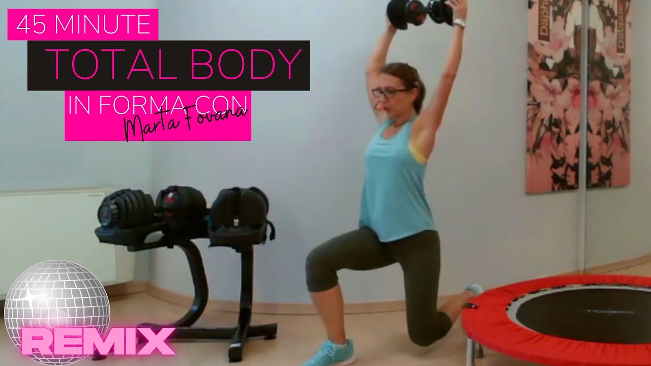 45 minuti di esercizi sul trampolino - Cardio & Total-Body // Salta e Brucia!