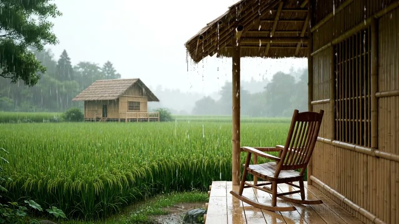 Relax and Unwind with the Soothing Sound of Rain in a Bamboo Cottage