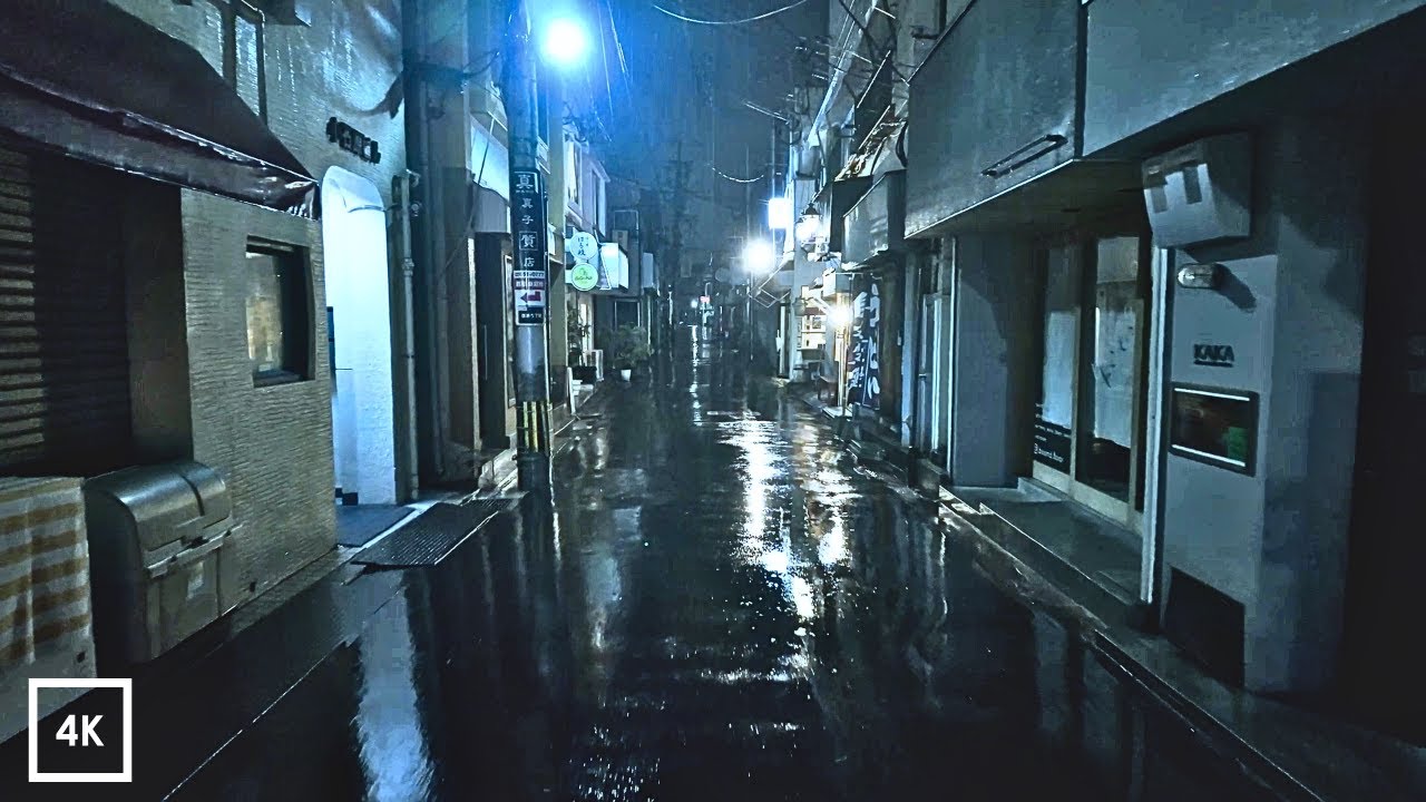 【4K Walk】Rainy Night Walk in Nishijin & Momochihama, Fukuoka｜Calm Piano Music｜4K 60fps