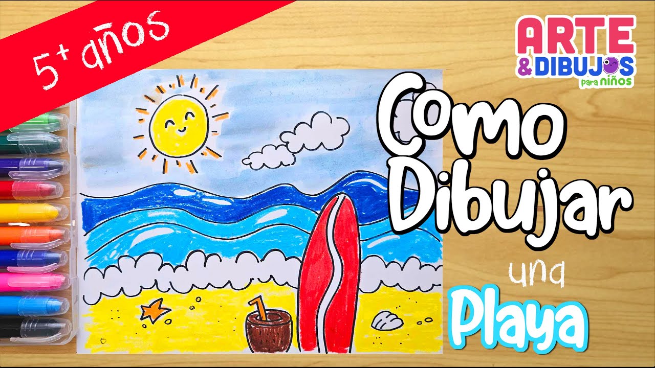 Como dibujar una PLAYA | paisaje de playa | Arte y Dibujos para Niños