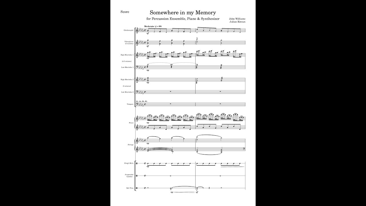 Somewhere in my Memory (Home Alone), for Percussion ensemble, Piano & Synthesizer