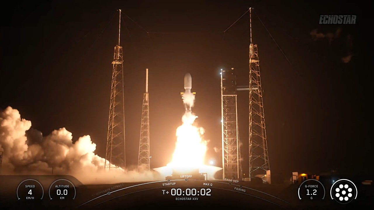 EchoStar 25 launch and Falcon 9 first stage landing